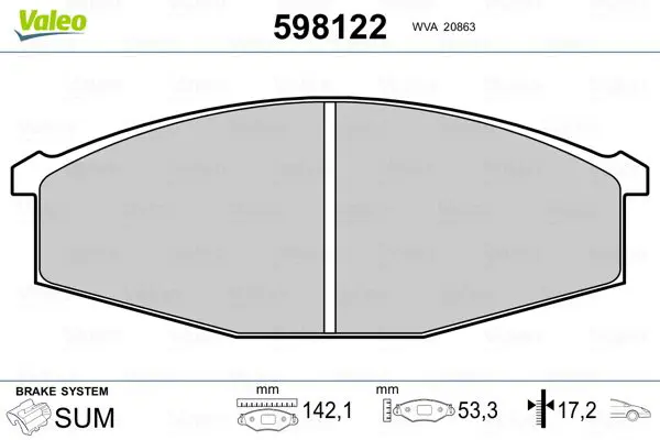 Handler.Part Brake pad set, disc brake Valeo 598122 1