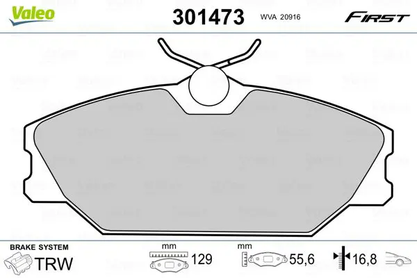 Handler.Part Brake pad set, disc brake Valeo 301473 1