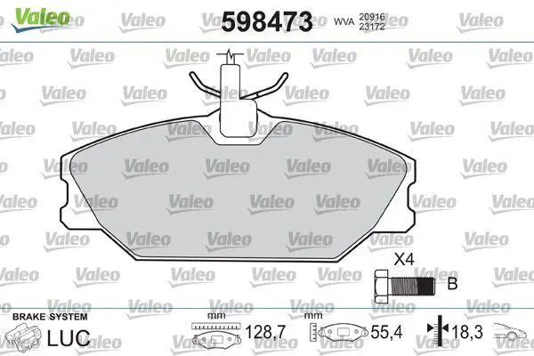 Handler.Part Brake pad set, disc brake Valeo 598473 1