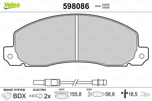 Handler.Part Brake pad set, disc brake Valeo 598086 1