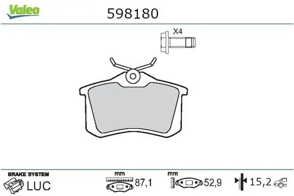 Handler.Part Brake pad set, disc brake Valeo 598180 1