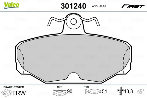 Handler.Part Brake pad set, disc brake Valeo 301240 1