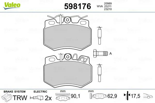 Handler.Part Brake pad set, disc brake Valeo 598176 1