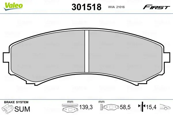 Handler.Part Brake pad set, disc brake Valeo 301518 1