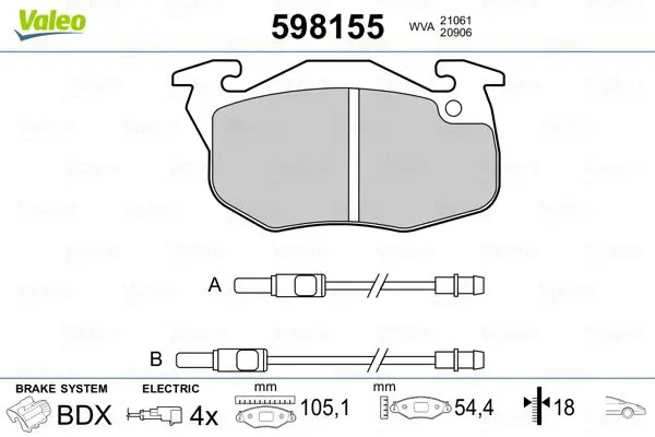 Handler.Part Brake pad set, disc brake Valeo 598155 1