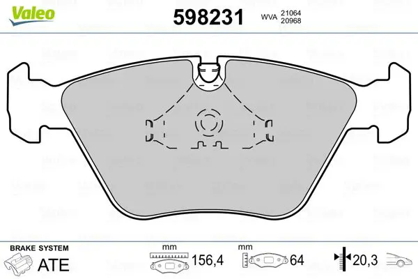 Handler.Part Brake pad set, disc brake Valeo 598231 1