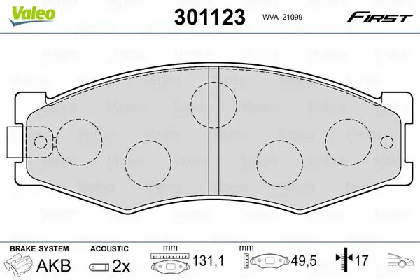 Handler.Part Brake pad set, disc brake Valeo 301123 1