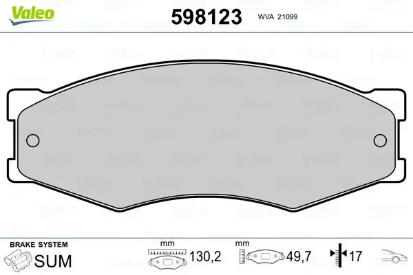 Handler.Part Brake pad set, disc brake Valeo 598123 1