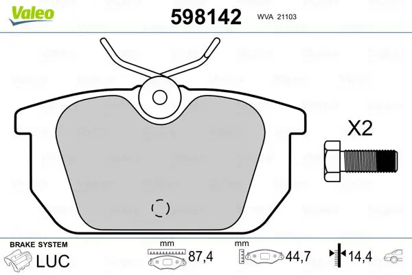 Handler.Part Brake pad set, disc brake Valeo 598142 1