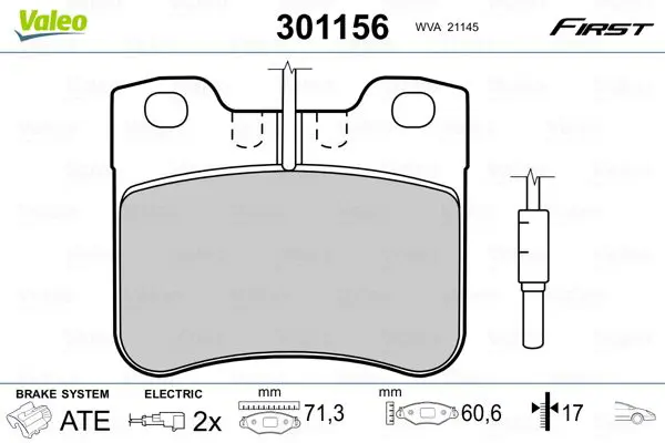 Handler.Part Brake pad set, disc brake Valeo 301156 1