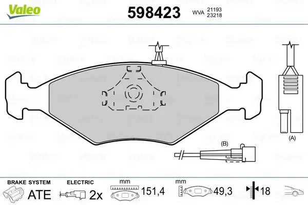 Handler.Part Brake pad set, disc brake Valeo 598423 1