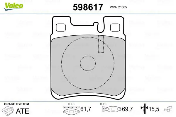 Handler.Part Brake pad set, disc brake Valeo 598617 1