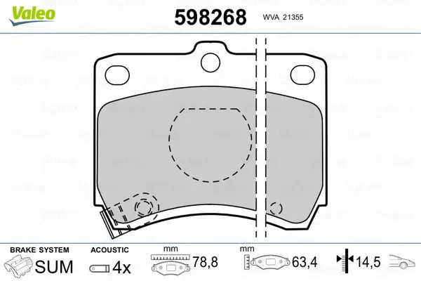 Handler.Part Brake pad set, disc brake Valeo 598268 1