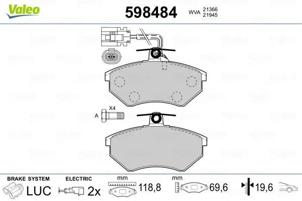 Handler.Part Brake pad set, disc brake Valeo 598484 1