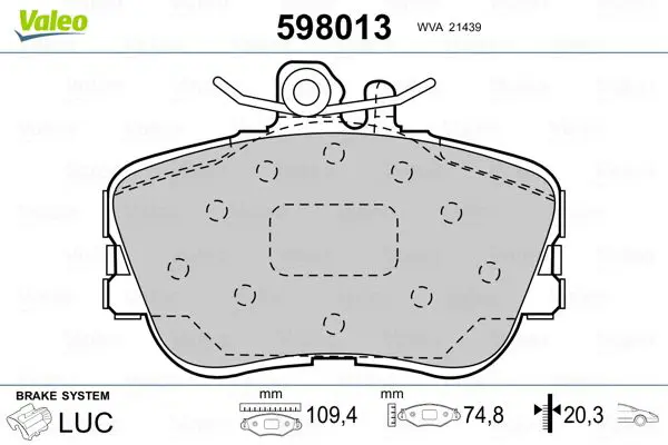 Handler.Part Brake pad set, disc brake Valeo 598013 1