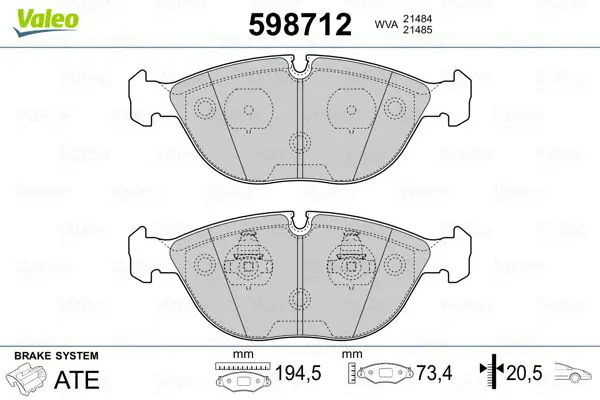 Handler.Part Brake pad set, disc brake Valeo 598712 1