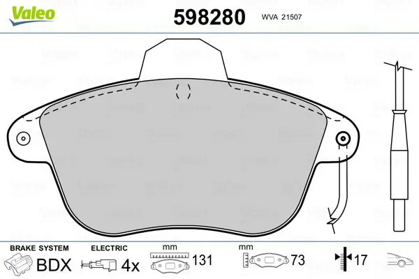 Handler.Part Brake pad set, disc brake Valeo 598280 1