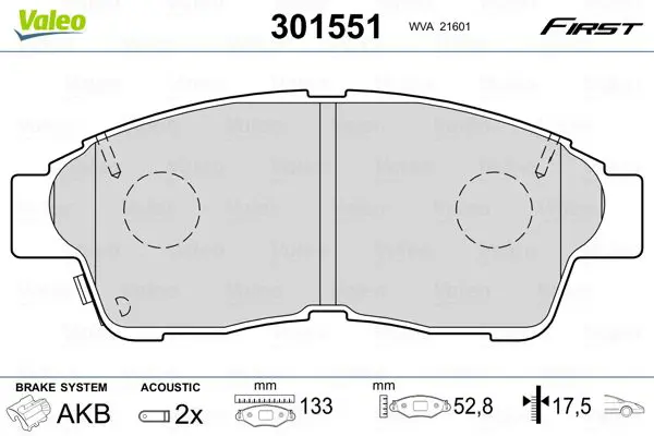 Handler.Part Brake pad set, disc brake Valeo 301551 1