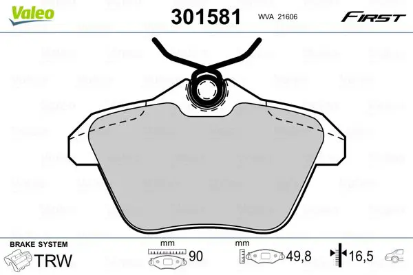 Handler.Part Brake pad set, disc brake Valeo 301581 1