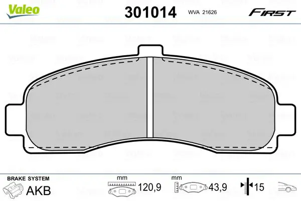 Handler.Part Brake pad set, disc brake Valeo 301014 1