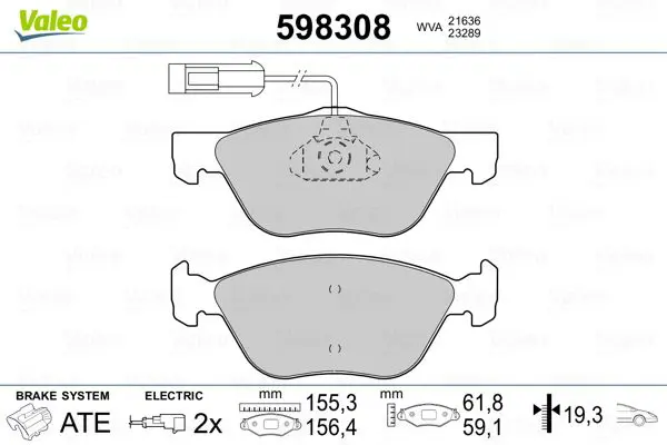 Handler.Part Brake pad set, disc brake Valeo 598308 1