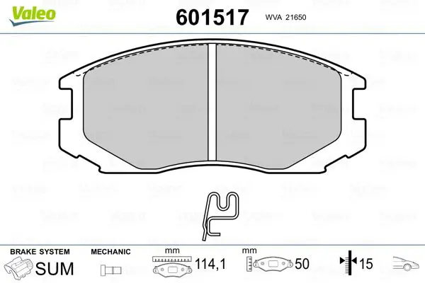 Handler.Part Brake pad set, disc brake Valeo 601517 1