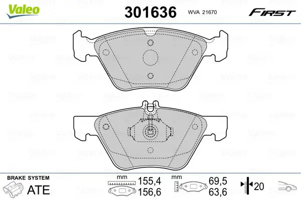 Handler.Part Brake pad set, disc brake Valeo 301636 1