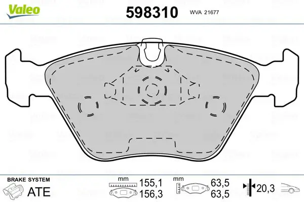 Handler.Part Brake pad set, disc brake Valeo 598310 1