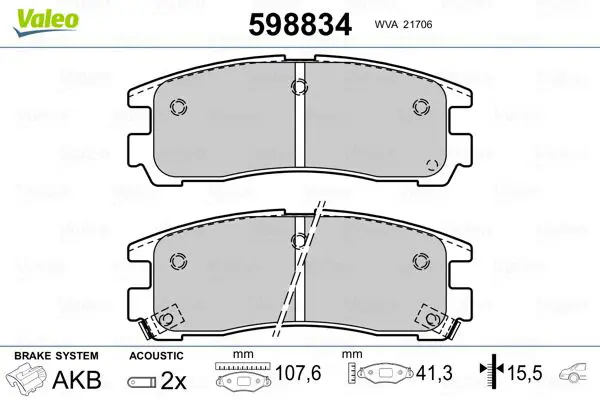 Handler.Part Brake pad set, disc brake Valeo 598834 1