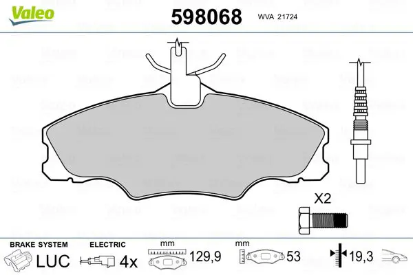 Handler.Part Brake pad set, disc brake Valeo 598068 1