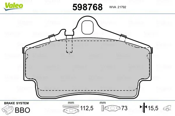 Handler.Part Brake pad set, disc brake Valeo 598768 1