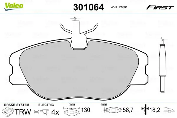 Handler.Part Brake pad set, disc brake Valeo 301064 1