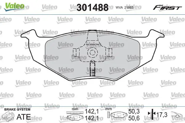 Handler.Part Brake pad set, disc brake Valeo 301488 1