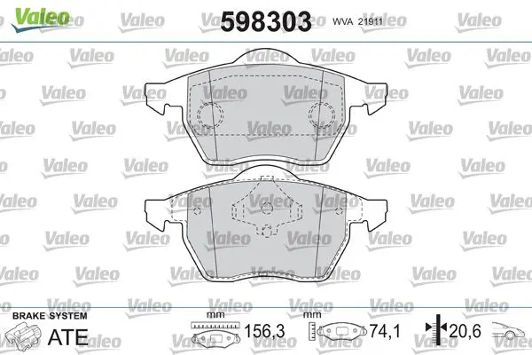 Handler.Part Brake pad set, disc brake Valeo 598303 1