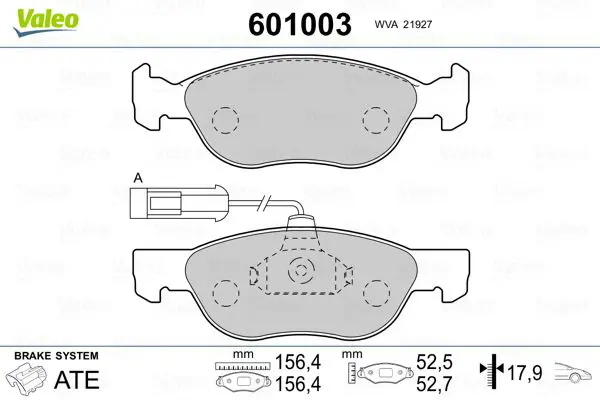 Handler.Part Brake pad set, disc brake Valeo 601003 1