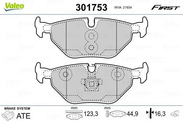 Handler.Part Brake pad set, disc brake Valeo 301753 1