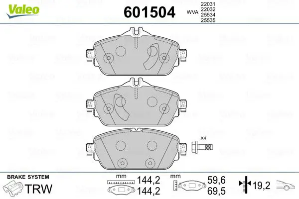 Handler.Part Brake pad set, disc brake Valeo 601504 1