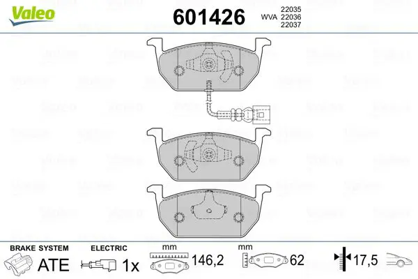 Handler.Part Brake pad set, disc brake Valeo 601426 1