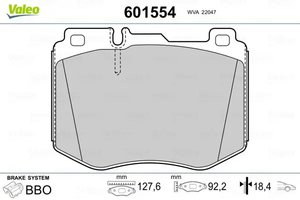 Handler.Part Brake pad set, disc brake Valeo 601554 1