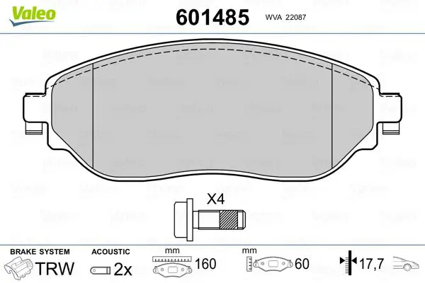 Handler.Part Brake pad set, disc brake Valeo 601485 1