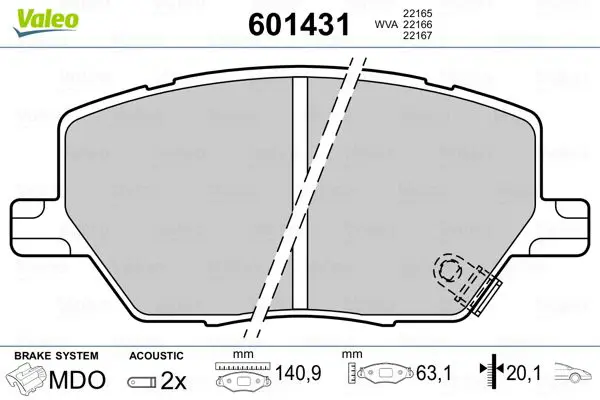 Handler.Part Brake pad set, disc brake Valeo 601431 1