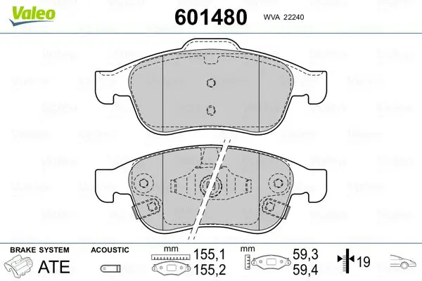 Handler.Part Brake pad set, disc brake Valeo 601480 1