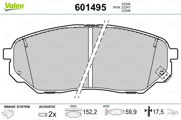 Handler.Part Brake pad set, disc brake Valeo 601495 1