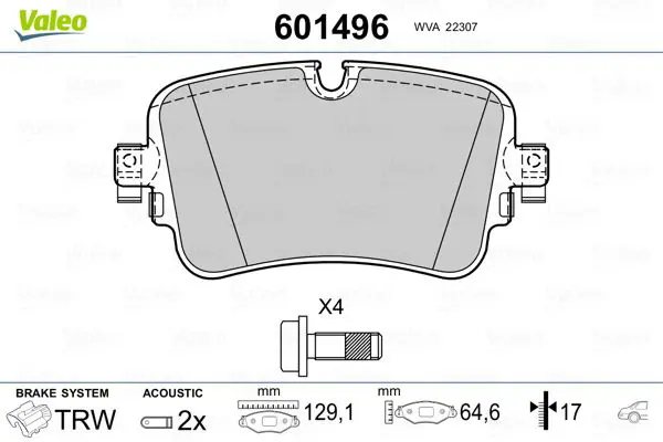 Handler.Part Brake pad set, disc brake Valeo 601496 1