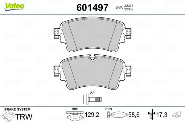 Handler.Part Brake pad set, disc brake Valeo 601497 1