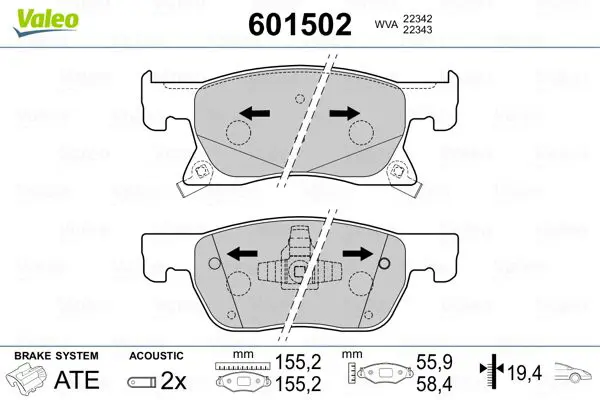 Handler.Part Brake pad set, disc brake Valeo 601502 1