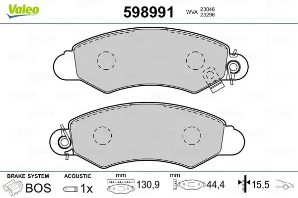 Handler.Part Brake pad set, disc brake Valeo 598991 1