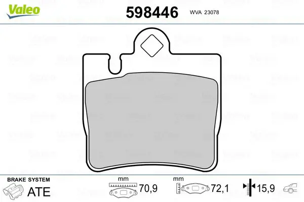 Handler.Part Brake pad set, disc brake Valeo 598446 1