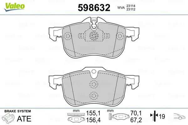 Handler.Part Brake pad set, disc brake Valeo 598632 1