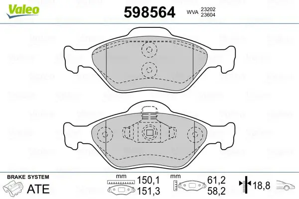 Handler.Part Brake pad set, disc brake Valeo 598564 1